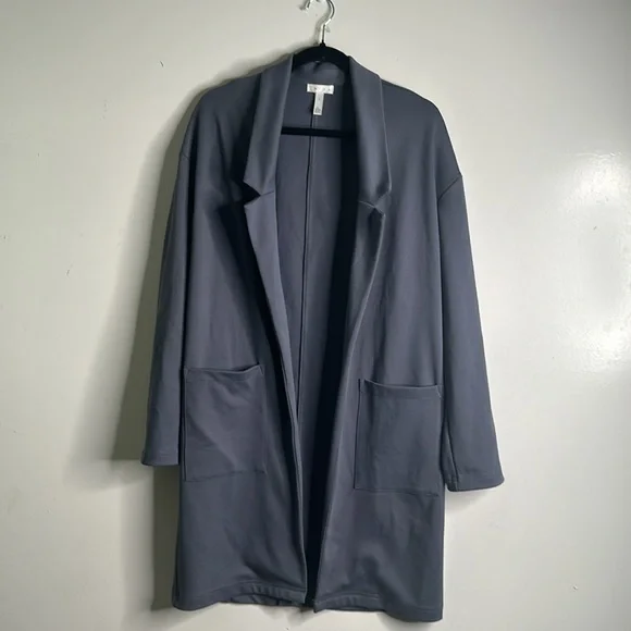 LEITH blue long blazer jacket size small open front